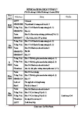 Kế hoạch bài học tuần 17 lớp 4 - Năm học 2016-2017 - Lê Văn Hoàn